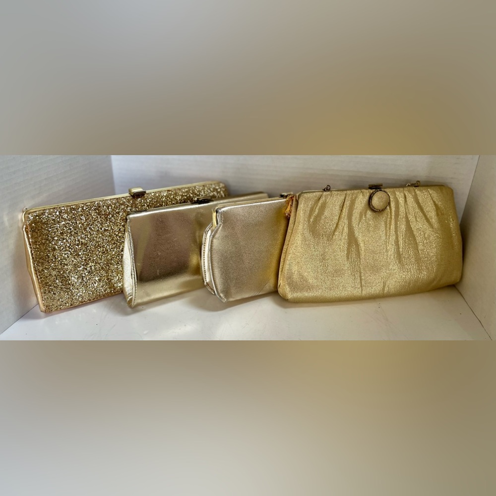Vintage Gold Clutch Purse Handbag Evening bag Lot of 4